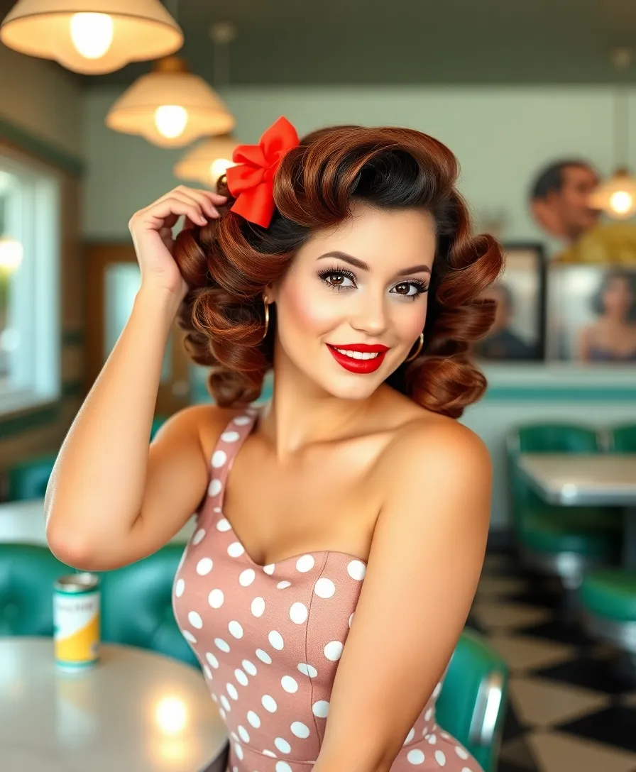 21 Effortlessly Chic Baddie Curly Hairstyles to Slay All Day (Check Out #12!) - 19. Curly Vintage Pin-Up Style