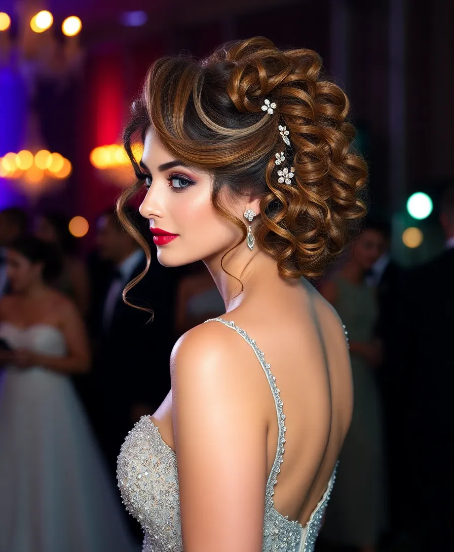 21 Effortlessly Chic Baddie Curly Hairstyles to Slay All Day (Check Out #12!) - 12. Glamorous Curly Updo