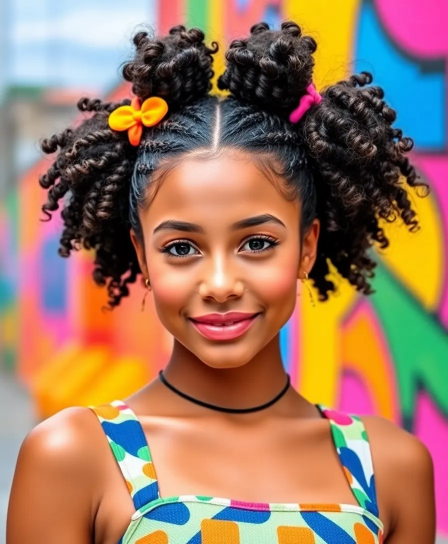 21 Effortlessly Chic Baddie Curly Hairstyles to Slay All Day (Check Out #12!) - 14. Curly Space Buns