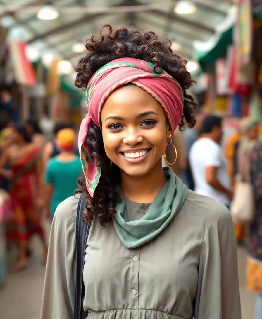 21 Amazing Easy Curly Hairstyles You Need to See - 12. Curls with Headscarf