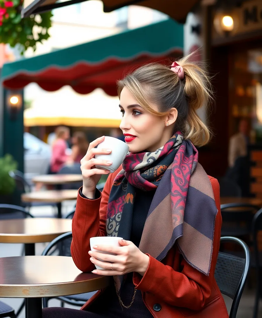 21 Stunning Half Up Pigtails Hairstyles You Will Love - 16. Half Up Pigtails with a Scarf