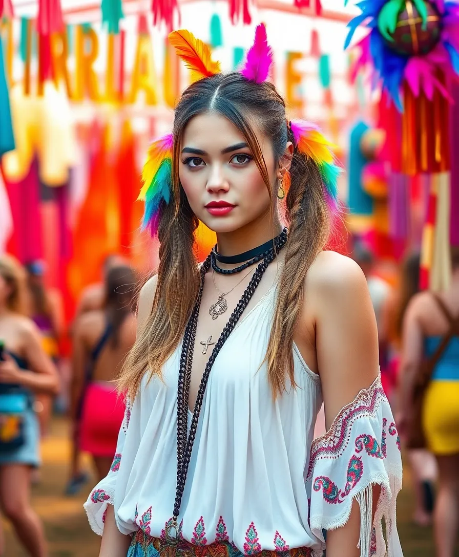 21 Stunning Half Up Pigtails Hairstyles You Will Love - 18. Half Up Pigtails with a Feathered Touch