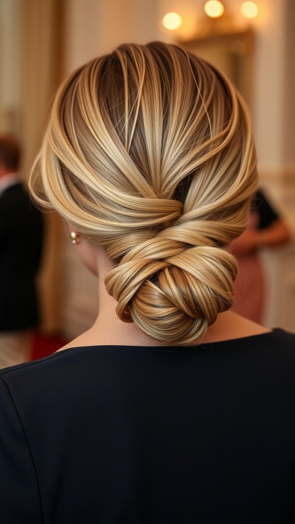 Elegant low chignon hairstyle for long hair