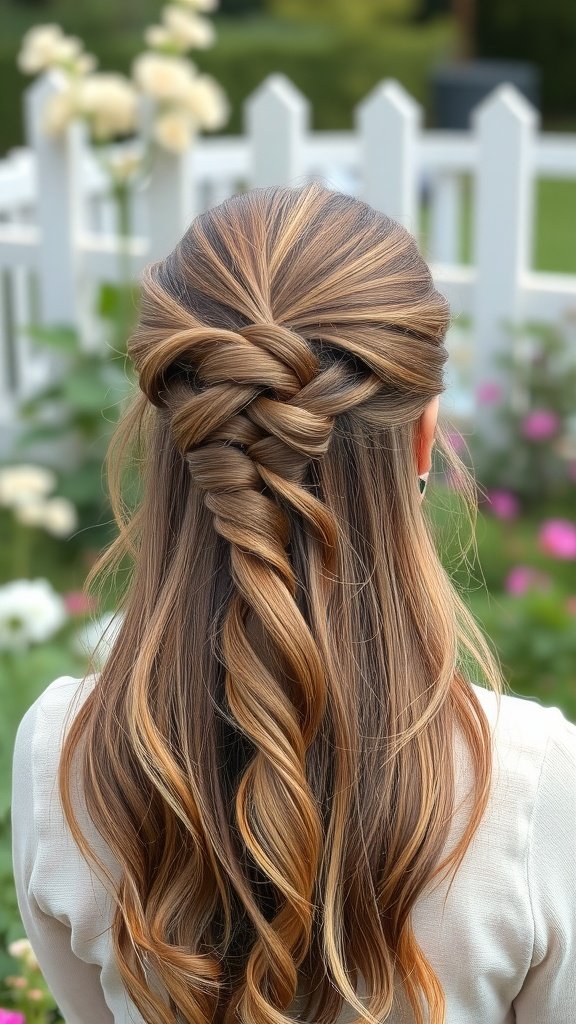 A beautiful twisted half-up hairstyle with loose waves