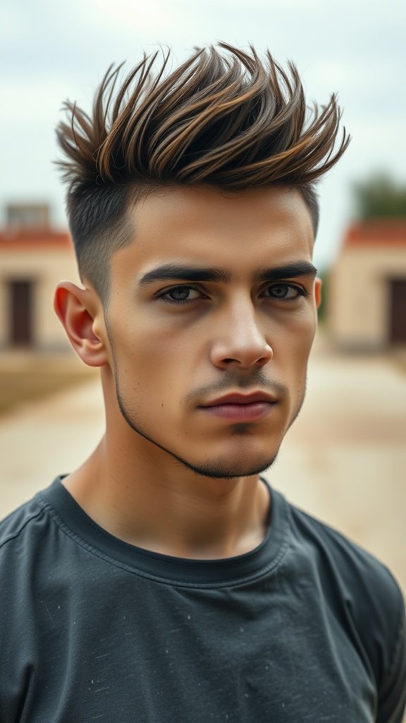 A young man with spiky curly hair looking confidently at the camera.