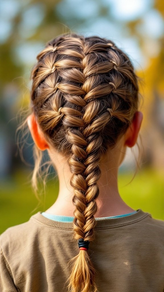 A child with a ladder braid hairstyle, showcasing a beautifully crafted braid pattern.
Kids braided hairstyles
