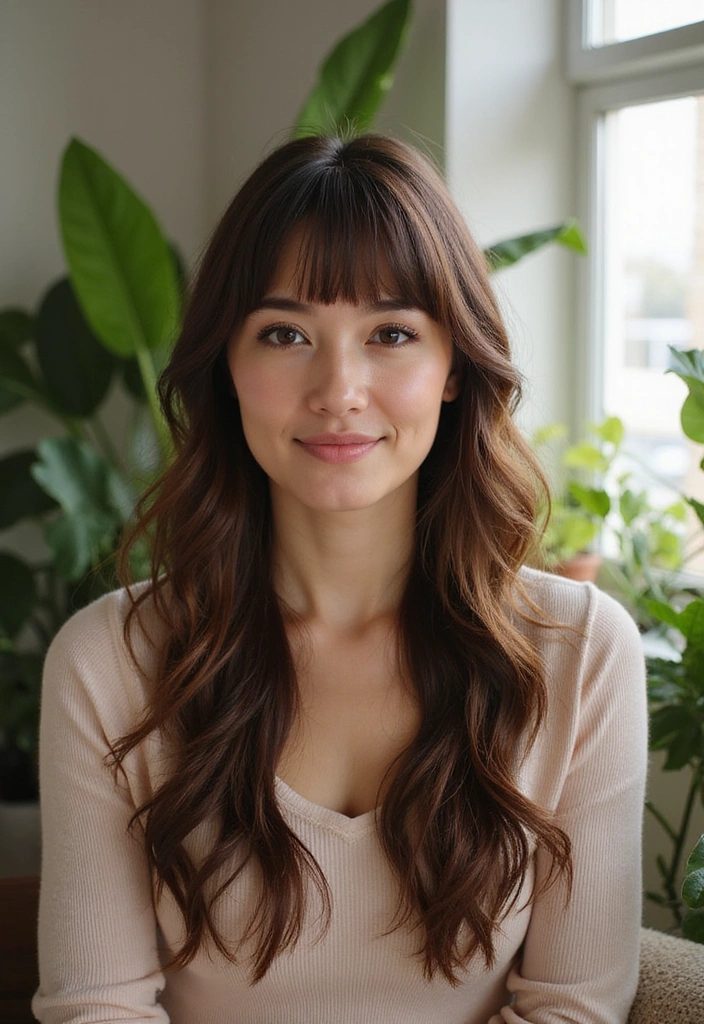 21 Volume-Boosting Round Face Hairstyles That Will Change Your Look Forever (Don’t Skip #11!) - 18. Curtain Bangs with Long Layers
