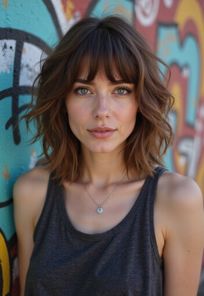 21 Volume-Boosting Round Face Hairstyles That Will Change Your Look Forever (Don’t Skip #11!) - 17. Choppy Layers with Fringe