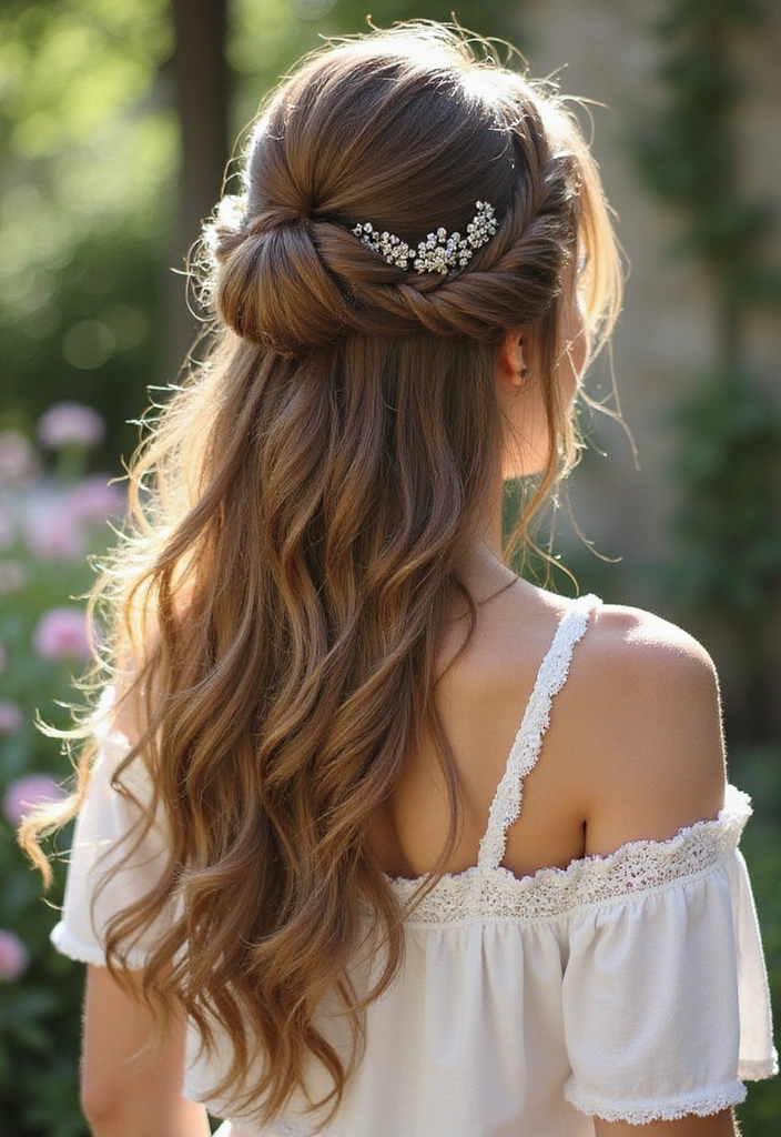 21 Volume-Boosting Round Face Hairstyles That Will Change Your Look Forever (Don’t Skip #11!) - 7. Half-Up, Half-Down Style