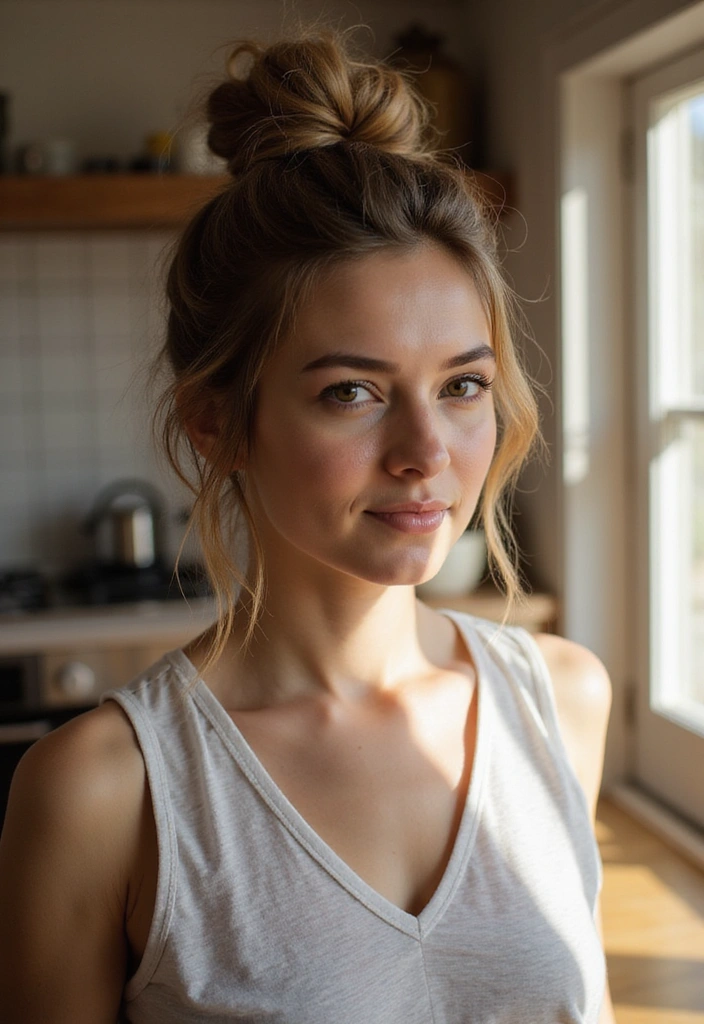 20 Celeb-Inspired Square Face Hairstyles You Can Rock Too (Wait Until You See #10!) - 12. Messy Bun