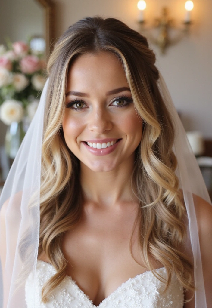 21 Chic Half Up Half Down Hairstyles Perfect for Any Occasion (Wait Until You See #12!) - 12. Stunning Half Up Half Down with Veil