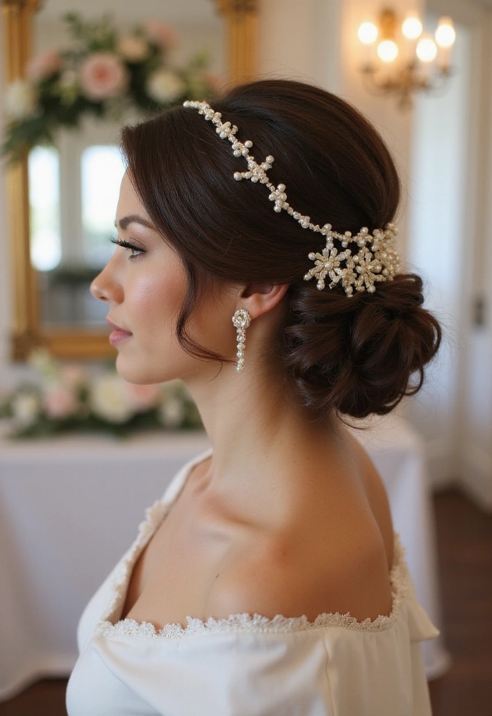 20 Chic Half Up Half Down Wedding Hairstyles to Elevate Your Bridal Look Instantly! - 12. Classic Half Up with Pearls