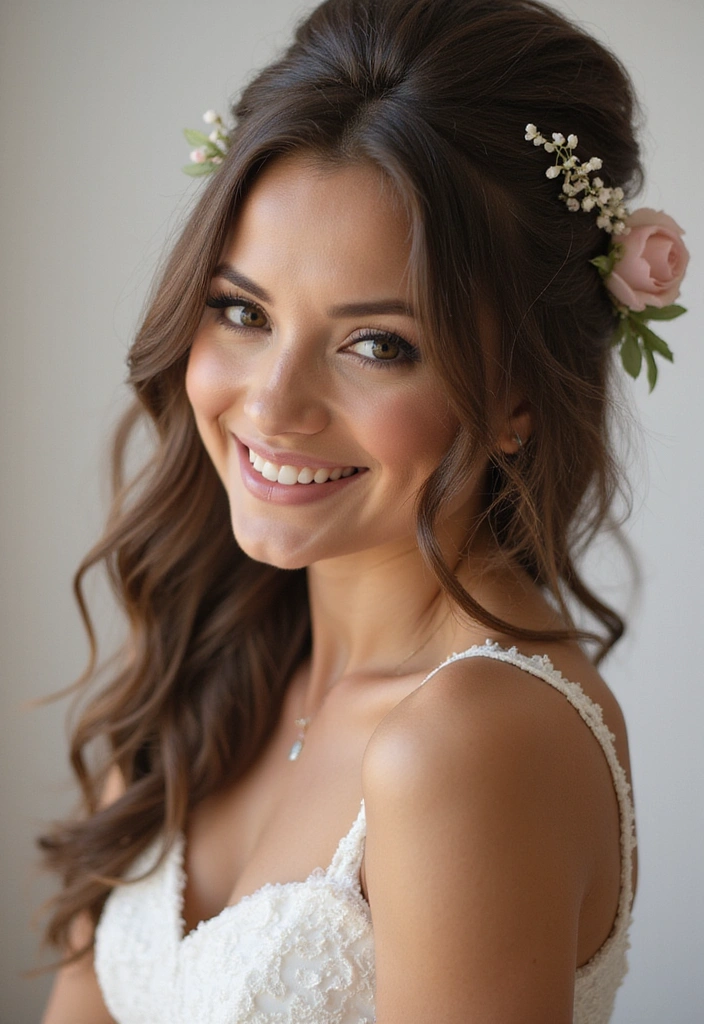 20 Chic Half Up Half Down Wedding Hairstyles to Elevate Your Bridal Look Instantly! - 1. Romantic Loose Waves