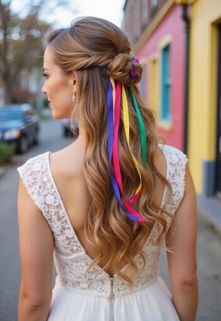 20 Chic Half Up Half Down Wedding Hairstyles to Elevate Your Bridal Look Instantly! - 17. Half Up with Ribbons