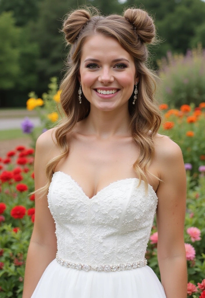 20 Chic Half Up Half Down Wedding Hairstyles to Elevate Your Bridal Look Instantly! - 19. Half Up with Twisted Buns
