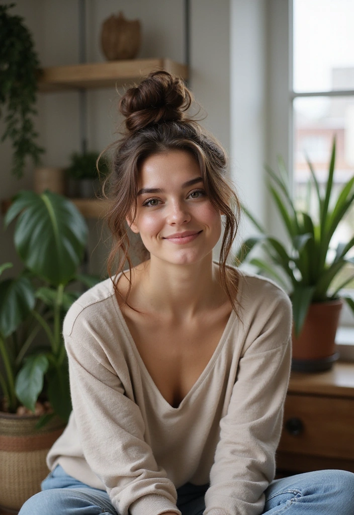18 Cute and Simple Casual Hairstyles That Will Transform Your Look Instantly! - 6. Messy Bun