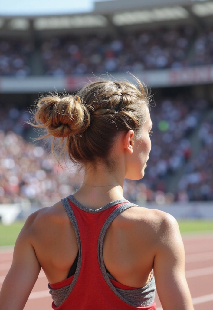 21 Versatile Athletic Hairstyles for Running That Will Turn Heads! - 16. Chic Bun with Side Braid