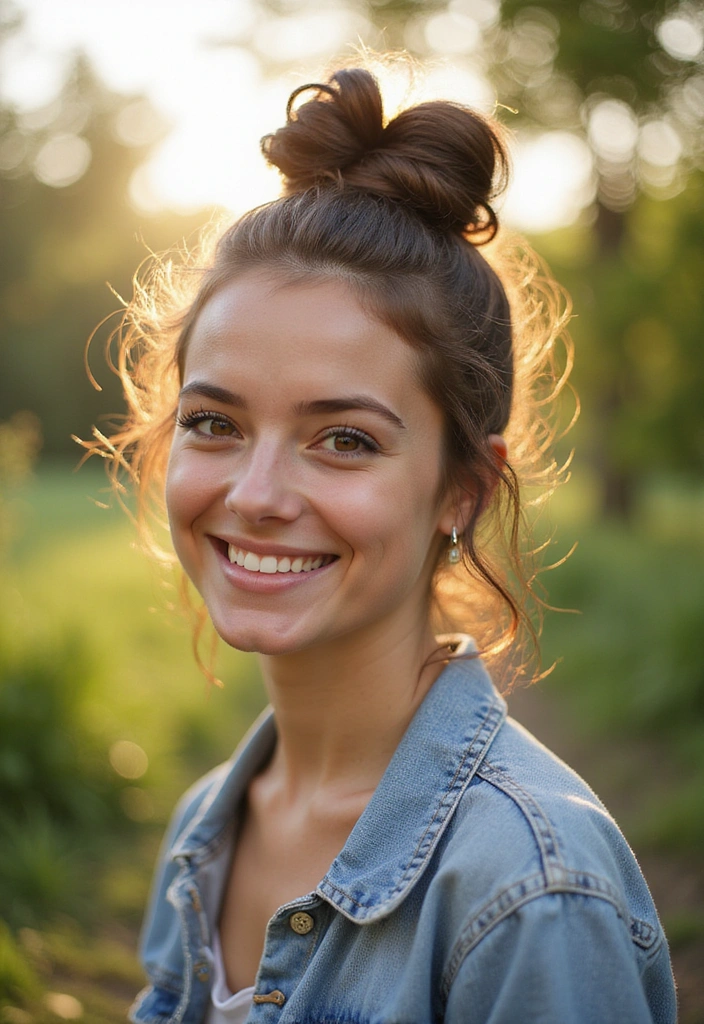 21 Easy Hairstyles for Short Hair That Will Transform Your Look Instantly! - 4. The Half-Up Top Knot