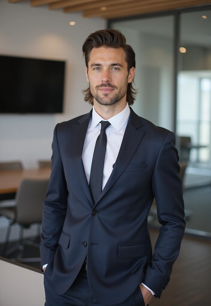 21 Mullet Hairstyles for Men That Prove Retro is the New Cool (You Won't Believe #12!) - 9. The Business Mullet: Professional Yet Trendy