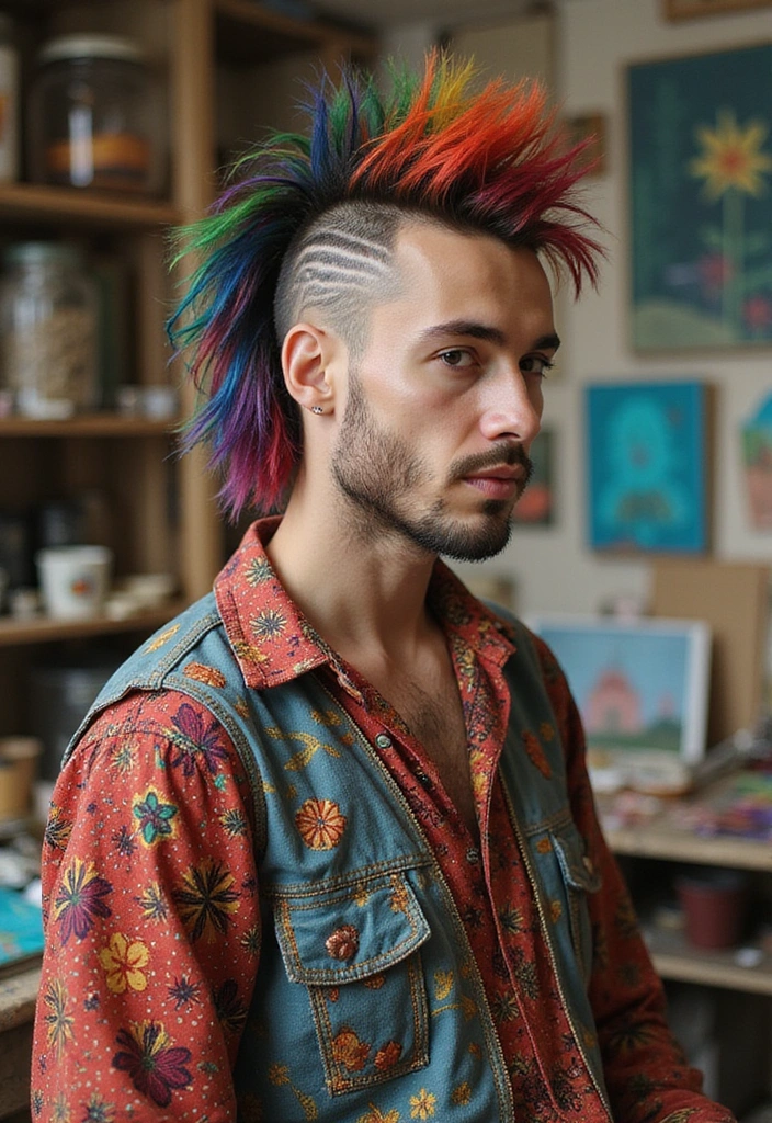 21 Mullet Hairstyles for Men That Prove Retro is the New Cool (You Won't Believe #12!) - 19. The Artistic Mullet: Creative Expression