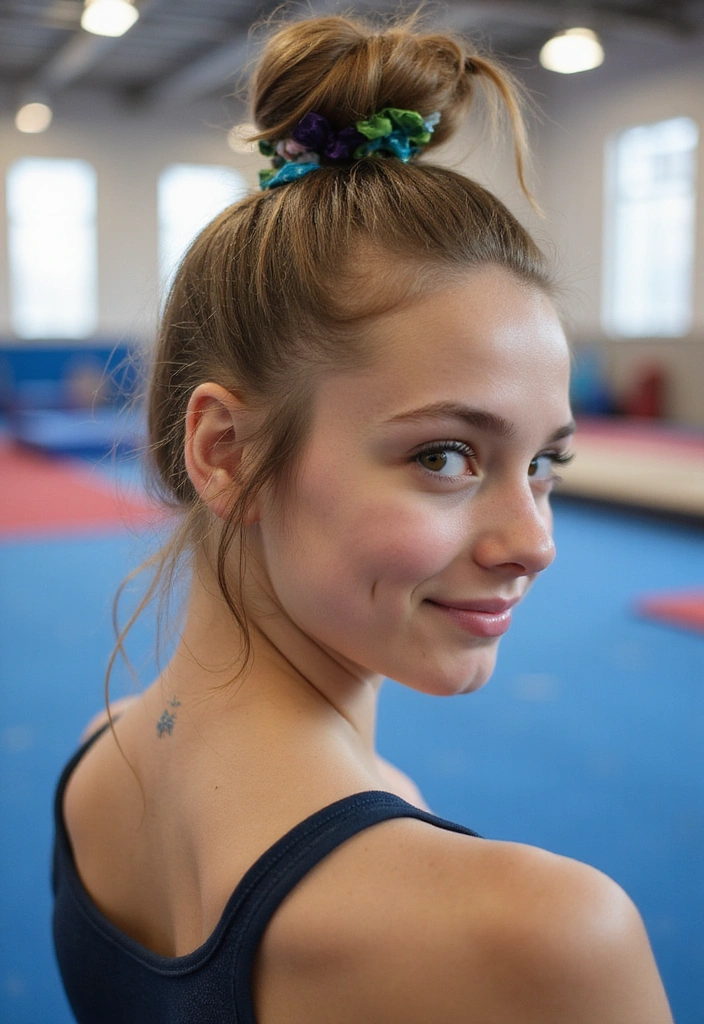 21 Stunning Gymnastics Hairstyles That Will Steal the Show (You Won't Believe #12!) - 3. Messy Bun with Accessories