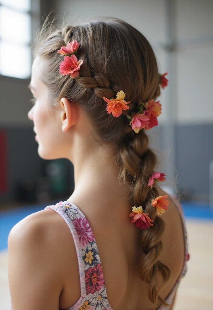 21 Stunning Gymnastics Hairstyles That Will Steal the Show (You Won't Believe #12!) - 8. Side Braid with Flowers