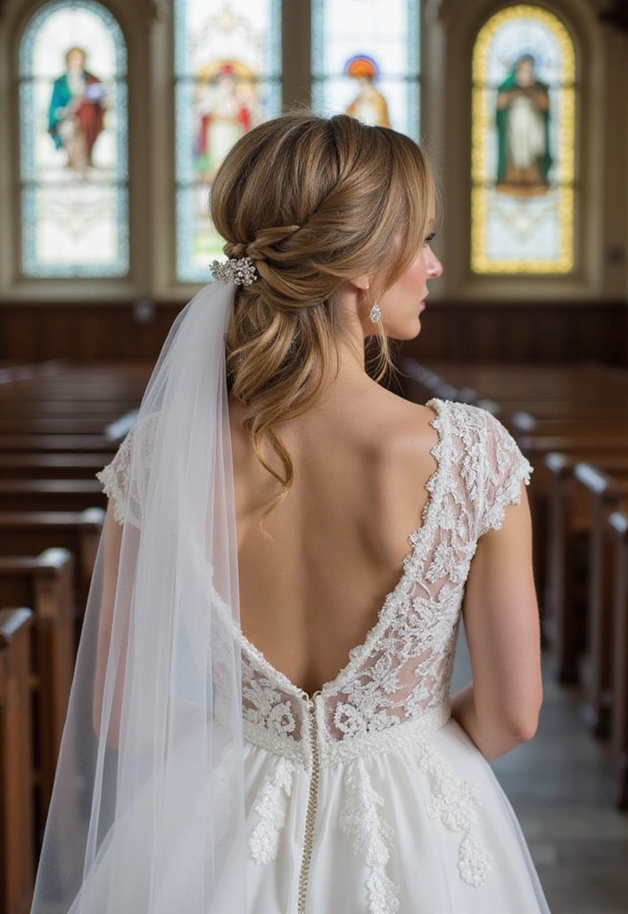 21 Wedding Hairstyles for Long Hair That Will Leave You Breathless! - 19. Elegant Twist with Veil