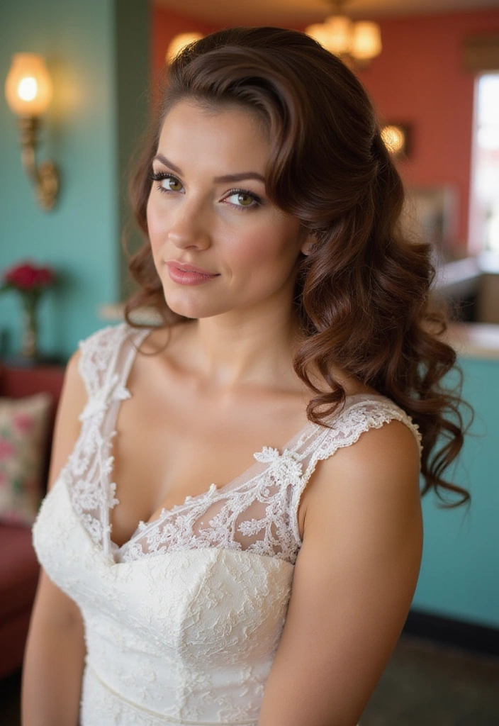 21 Wedding Hairstyles for Long Hair That Will Leave You Breathless! - 21. Vintage Pin-Up Style