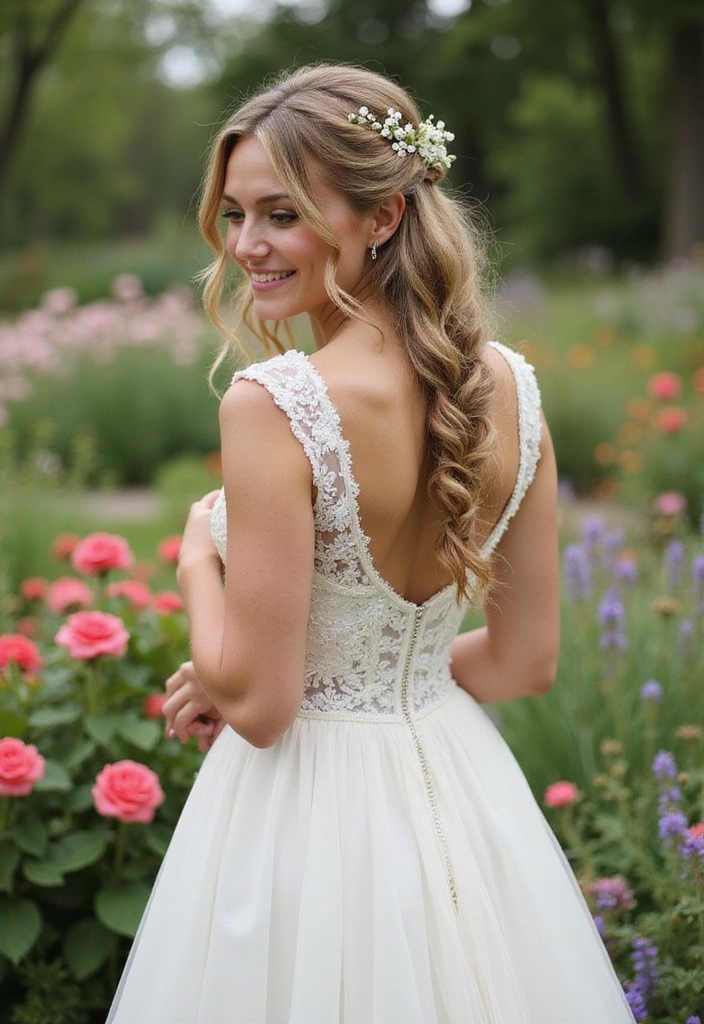 21 Wedding Hairstyles for Long Hair That Will Leave You Breathless! - 20. Loose Braid with Floral Accents
