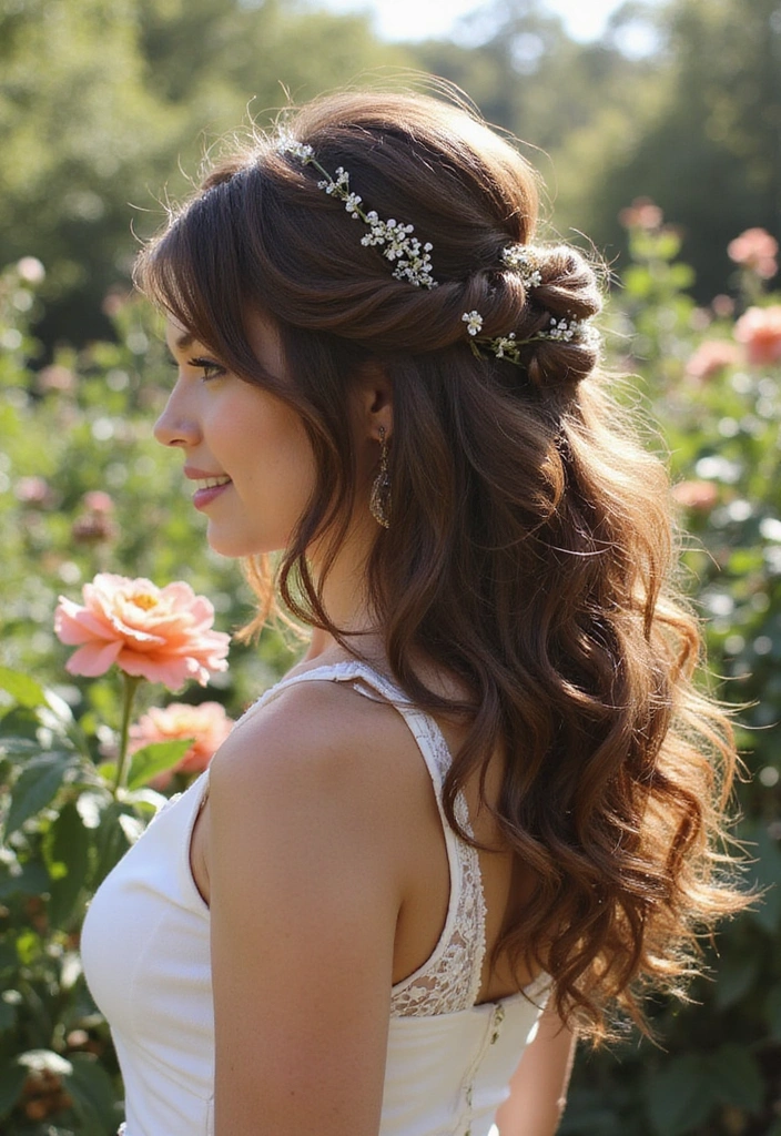 22 Elegant Oval Face Hairstyles That'll Make You Feel Like Royalty! - 4. Romantic Half-Up, Half-Down