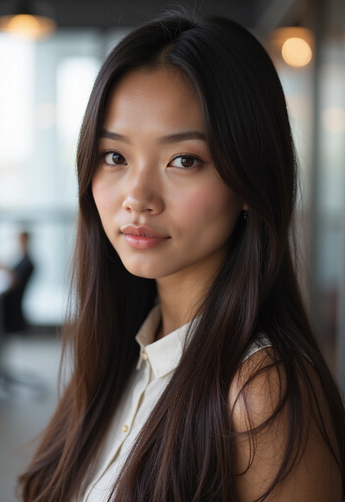 22 Elegant Oval Face Hairstyles That'll Make You Feel Like Royalty! - 20. Sleek Straight Hair
