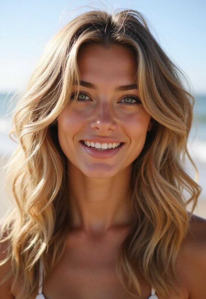 21 Volume-Boosting Round Face Hairstyles That Will Change Your Look Forever (Don’t Skip #11!) - 1. Layered Beach Waves