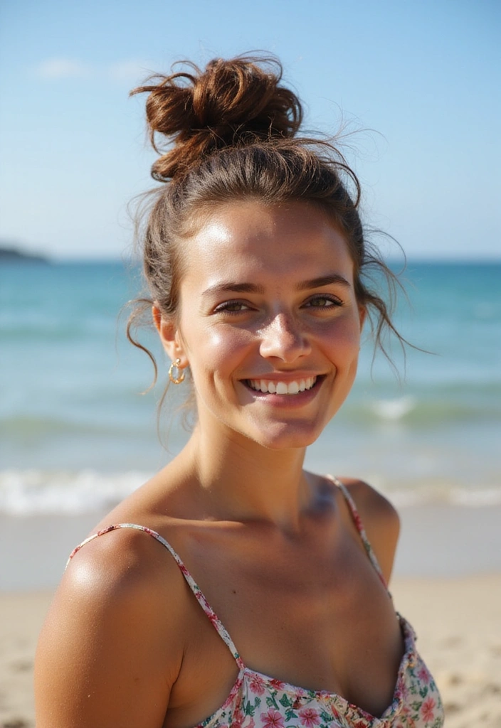 21 Easy Curly Haircuts That'll Make You Fall in Love with Your Curls! - 9. The Curly Top Knot