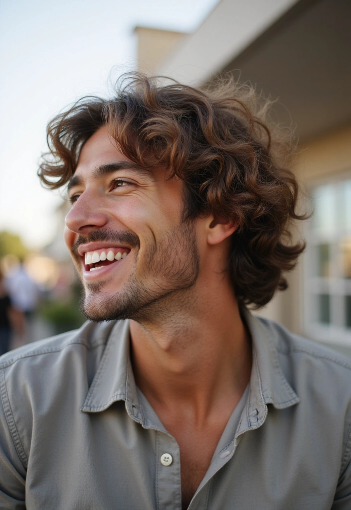 21 Male Curly Hairstyles That Will Turn Heads (You Won't Believe #12!) - 17. The Curly Half-Up, Half-Down