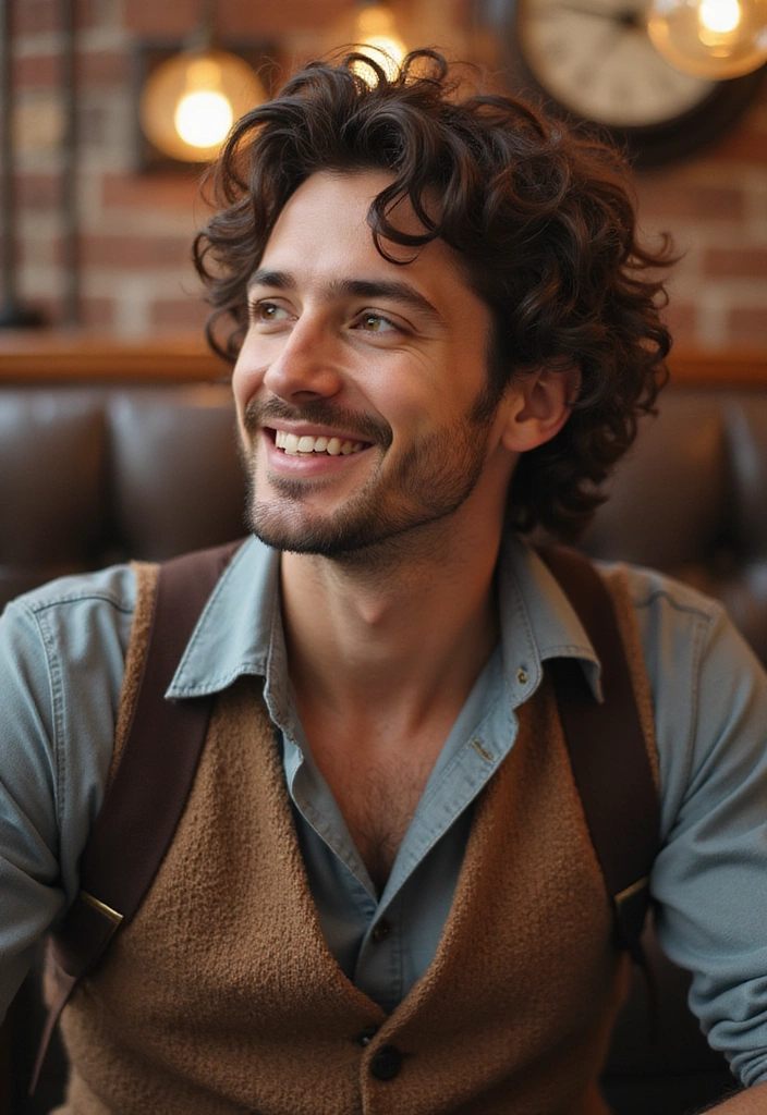 21 Male Curly Hairstyles That Will Turn Heads (You Won't Believe #12!) - 21. The Curly Vintage Look