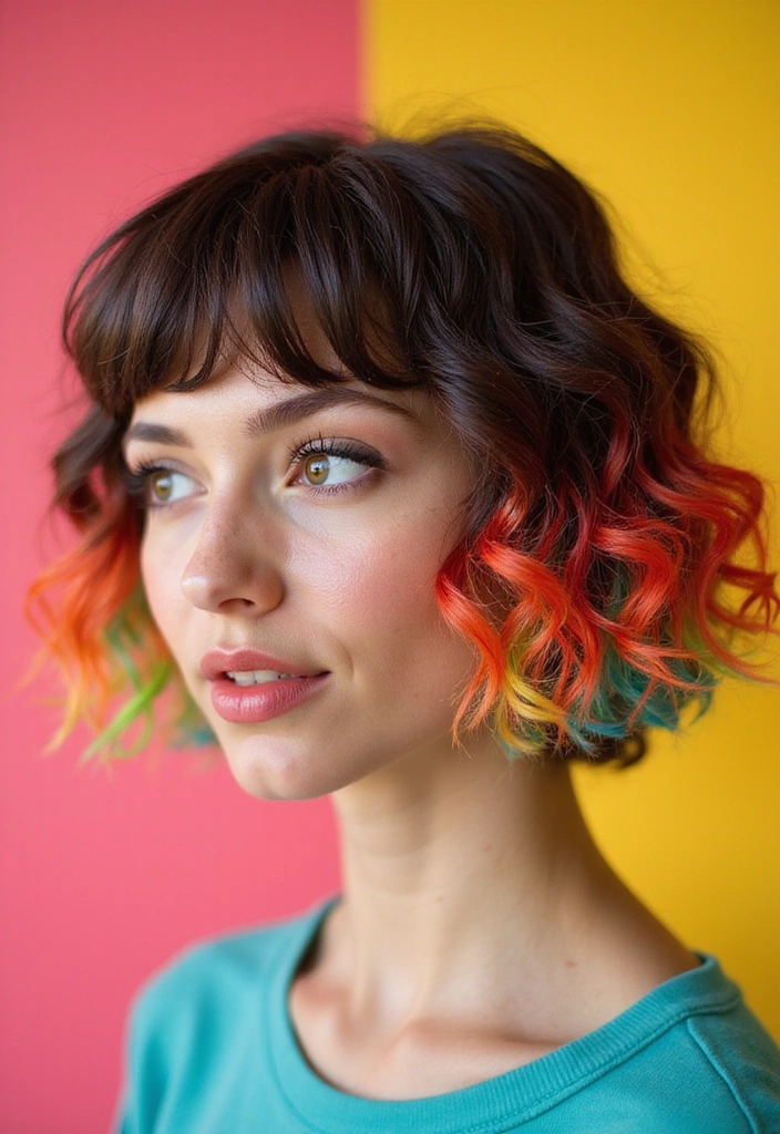 21 Curly Bob Ideas That Will Transform Your Look (You Won't Believe #7!) - 11. Curly Bob with Colorful Tips