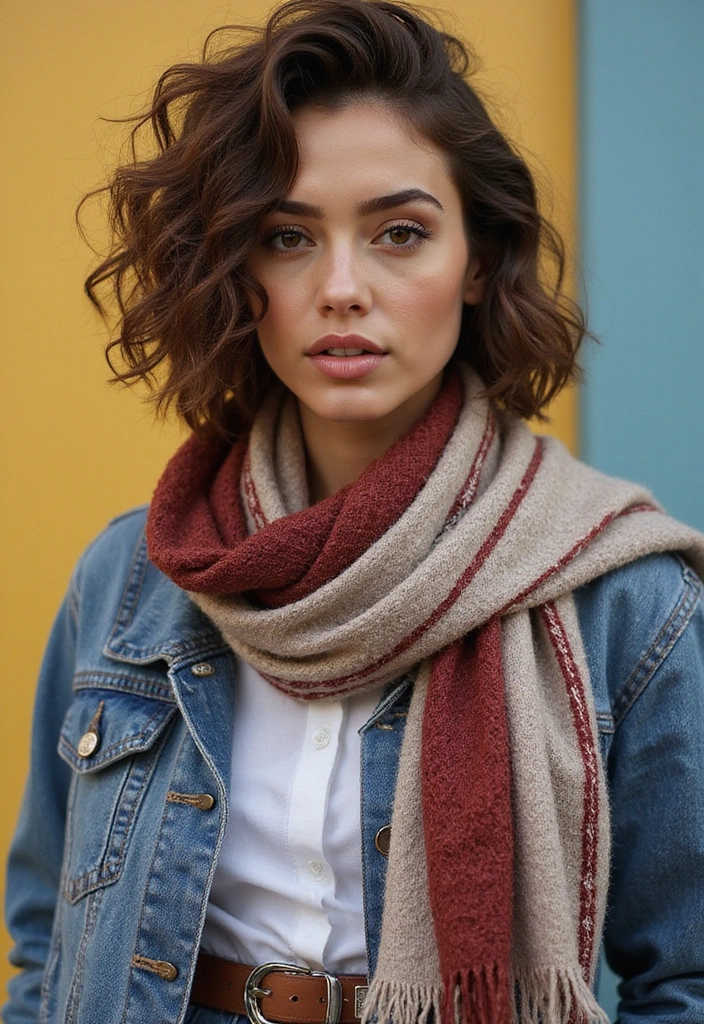 21 Curly Bob Ideas That Will Transform Your Look (You Won't Believe #7!) - 19. Curly Bob with a Scarf