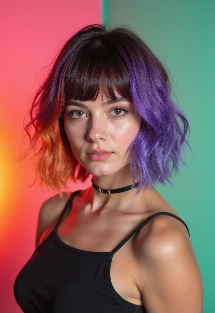 21 Aesthetic Long Bob Hairstyles You’ll Obsess Over (Wait Until You See #7!) - 13. Bright and Bold Colors