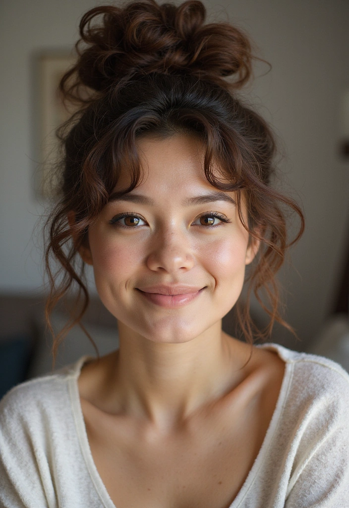 21 Short Curly Hair Styles That Will Make You Want to Chop It All Off! - 11. Messy Curly Bun