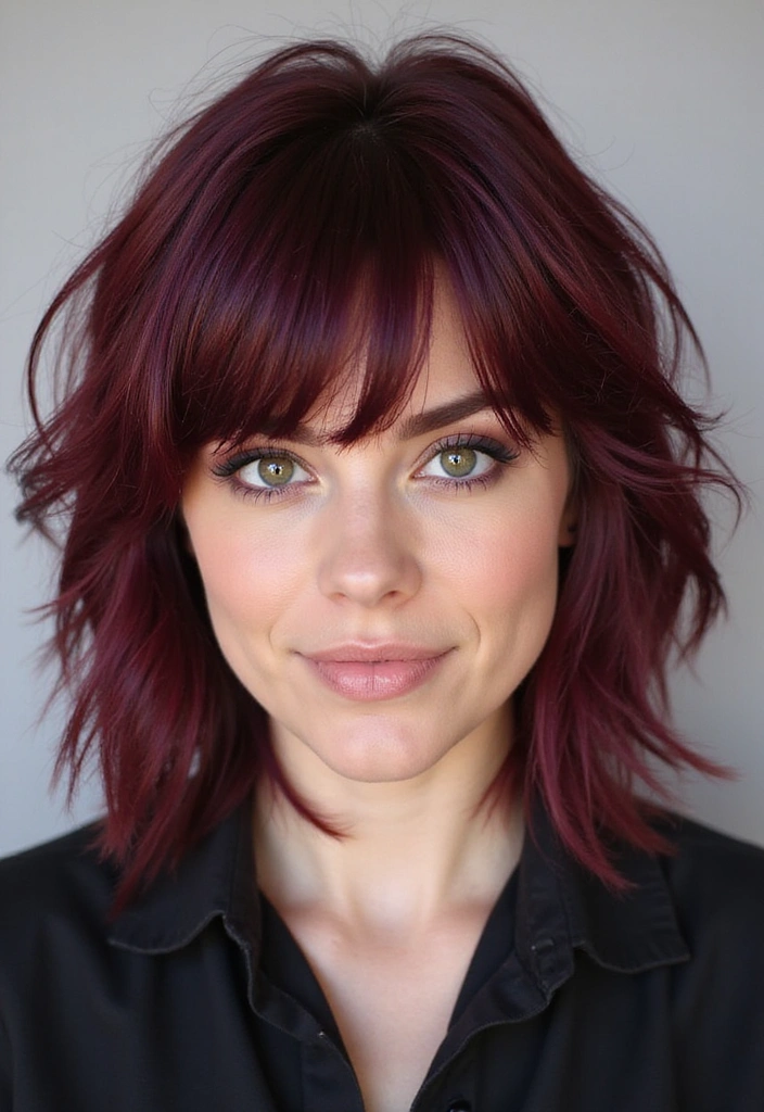 21 Stunning Burgundy Hair Ideas That Will Make You Want to Book a Dye Appointment Today! - 14. Burgundy Shag