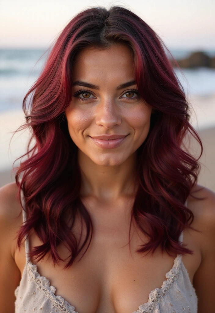 21 Stunning Burgundy Hair Ideas That Will Make You Want to Book a Dye Appointment Today! - 12. Burgundy with Beach Waves