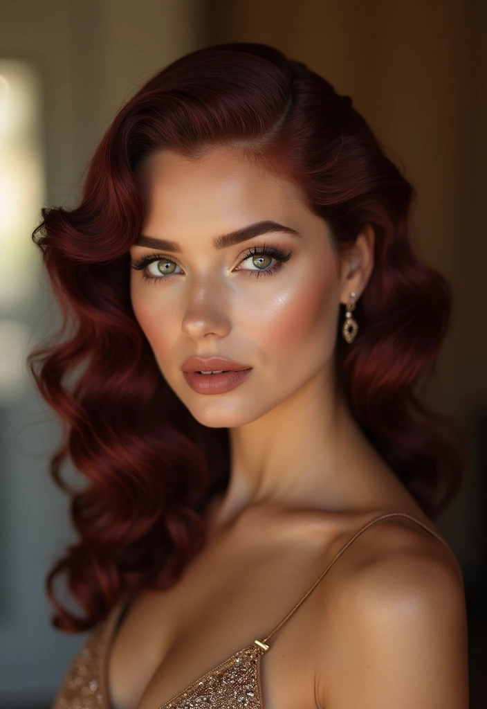 21 Stunning Burgundy Hair Ideas That Will Make You Want to Book a Dye Appointment Today! - 17. Vintage Burgundy Waves
