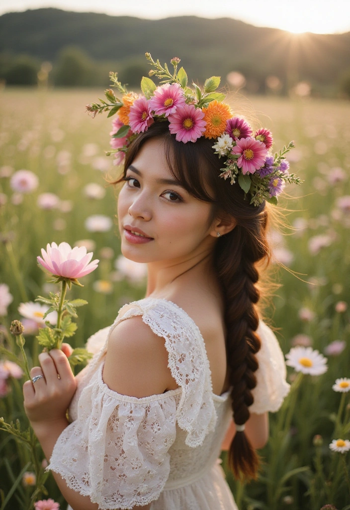 20 Gorgeous Hair Down Hairstyles That Will Turn Heads (You Won't Believe #11!) - 20. Flower Crown Braid