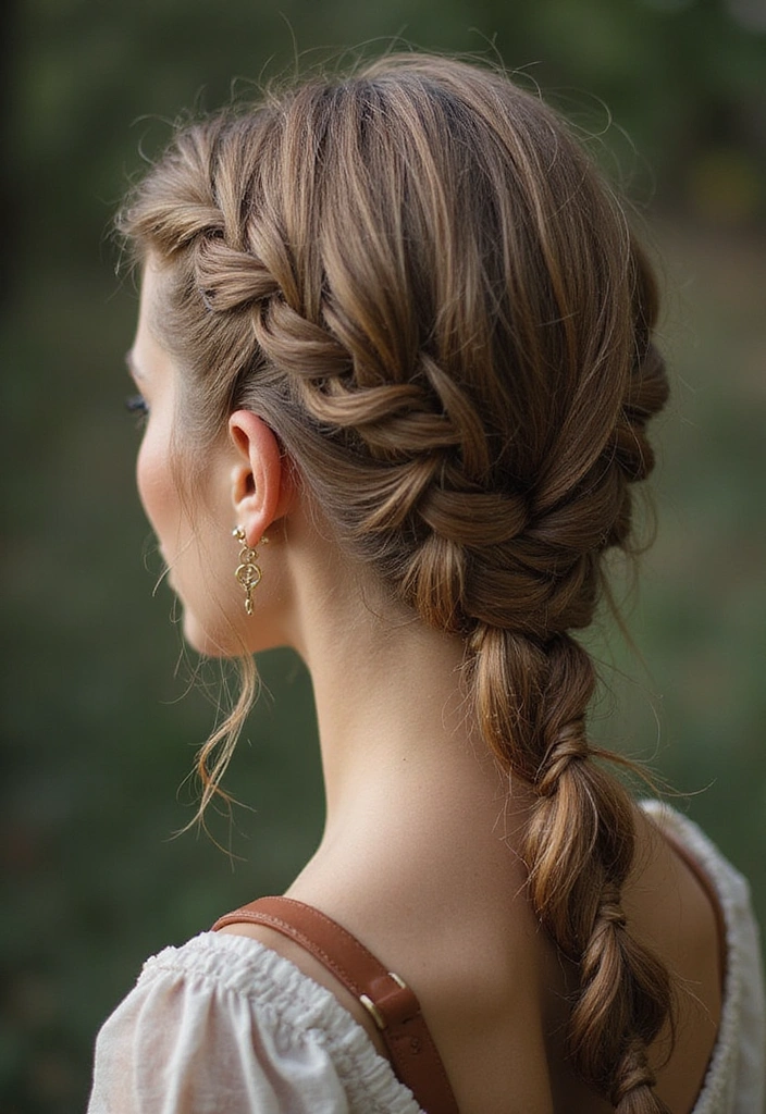 21 Stunning Viking Hairstyles That Will Transform Your Look (You Won't Believe #5!) - 11. Fishtail Braid with Leather Accents